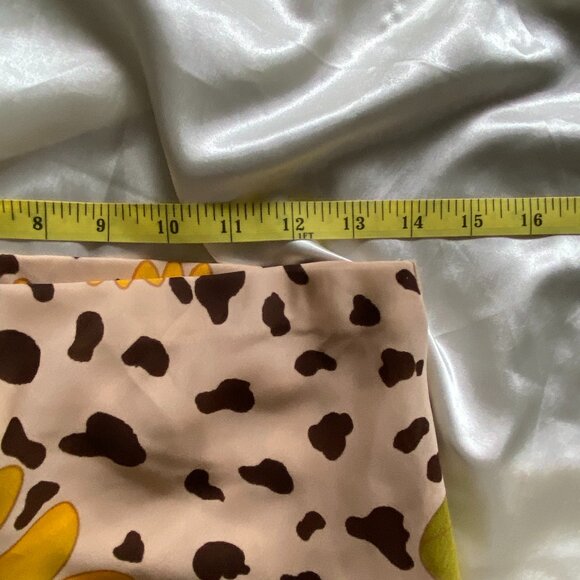 Vintage 1990s Floral Sunflower Leopard Chiffon Midi Button Skirt Boho Large - Picture 4 of 8